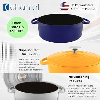 Amazon.com: Chantal Cast Iron Dutch Oven, 3 qt, US Formulated